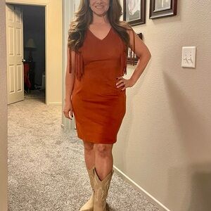 Idyllwind Rust Fringe Mini Dress